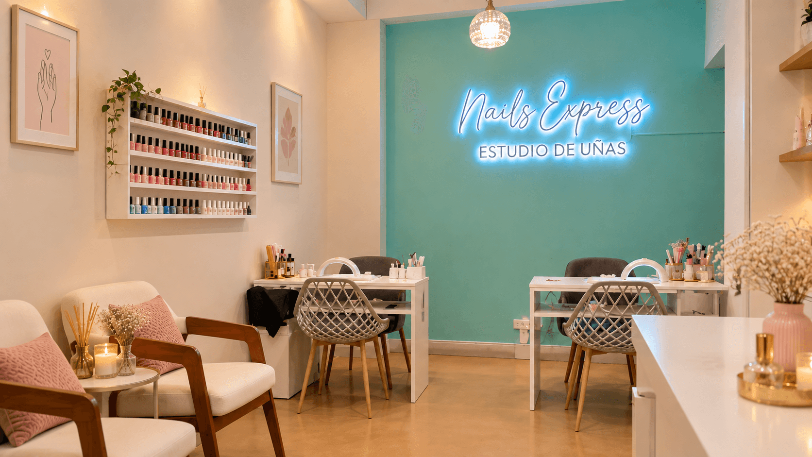 Fachada y letrero de Nails Express en Galería Génova, Tacna